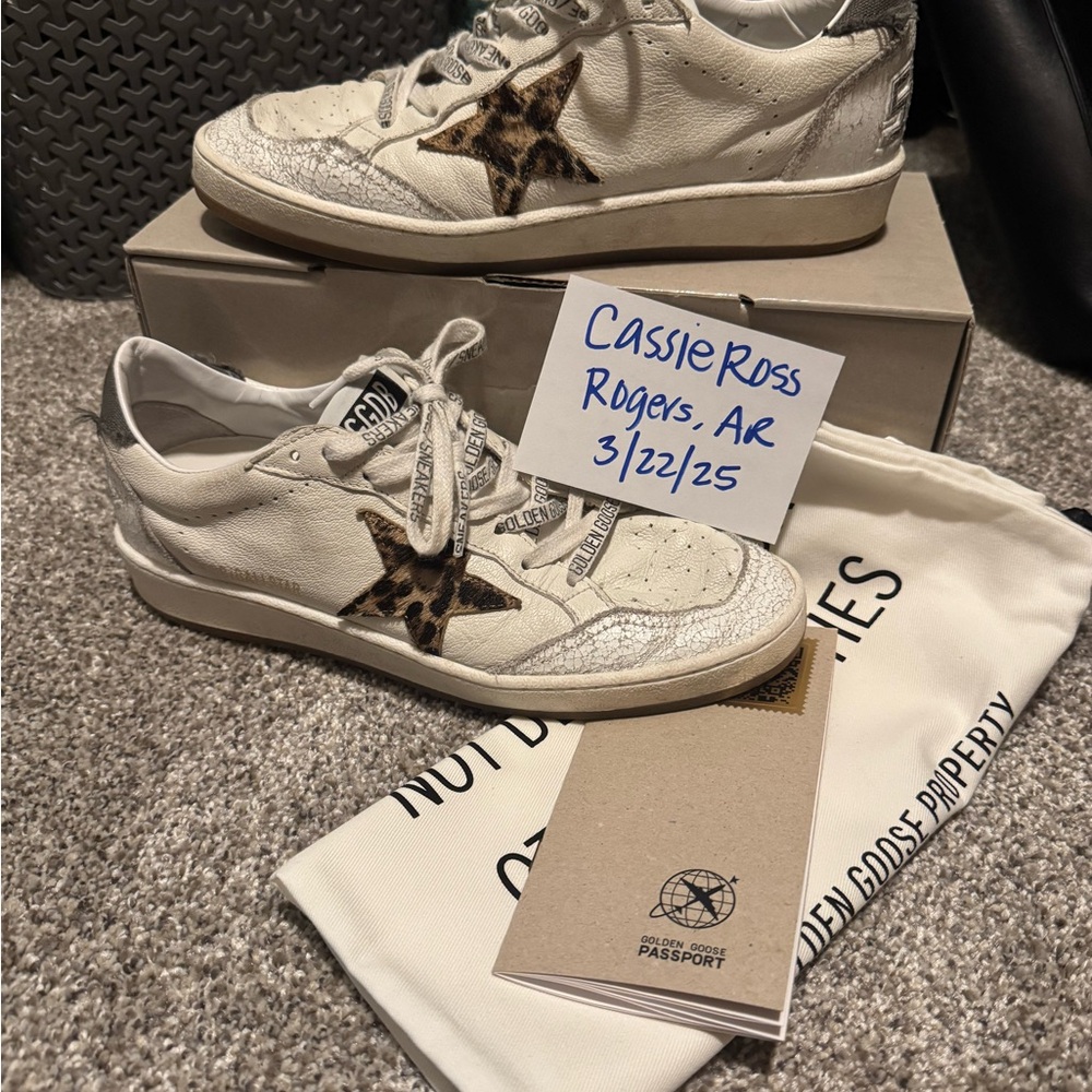 Golden Goose White and Brown Star Sneakers